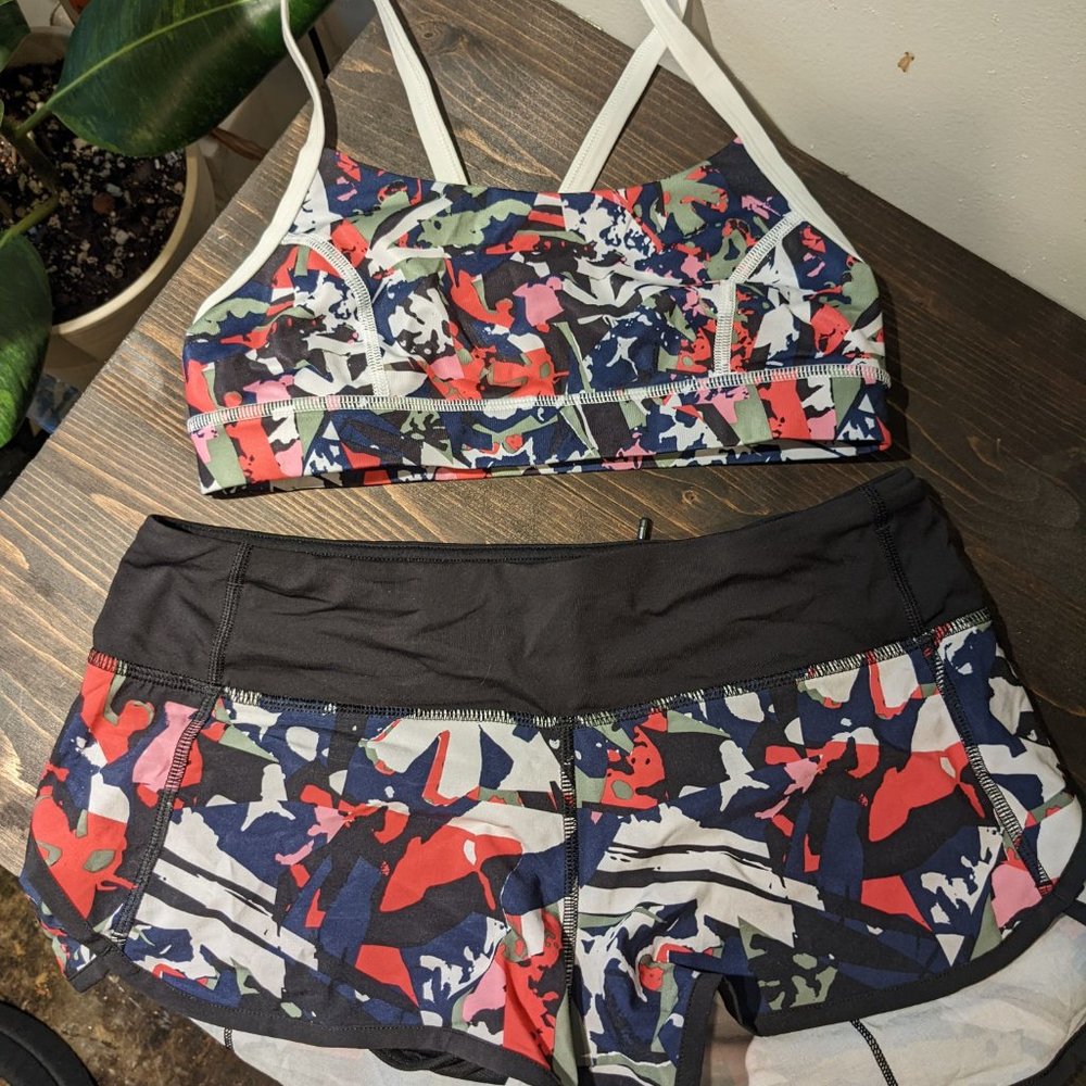 Lululemon matching shorts (size 4) + bra (size 6) set